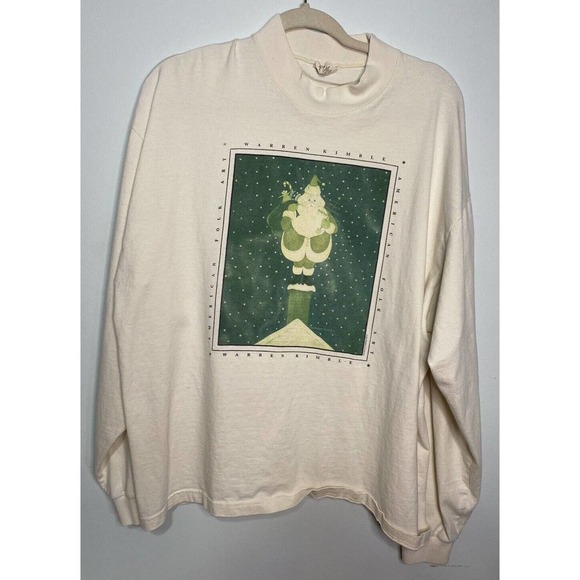 1995‎ Vermont Cotton Co. T-shirt Christmas Santa On Chimney W/ Presents Adult XL - Picture 1 of 6